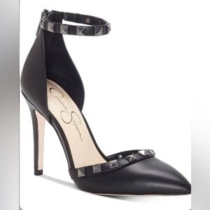 Black Studded Jessica Simpson Prinella ankle strap pumps 8.5